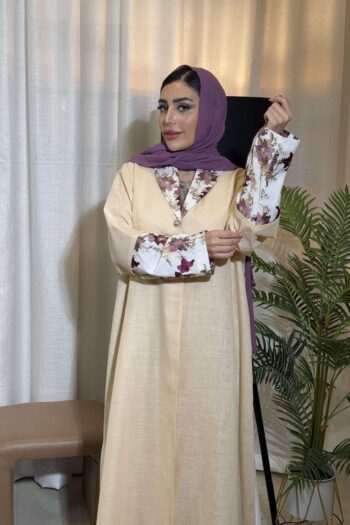 Flowery Linen Abaya