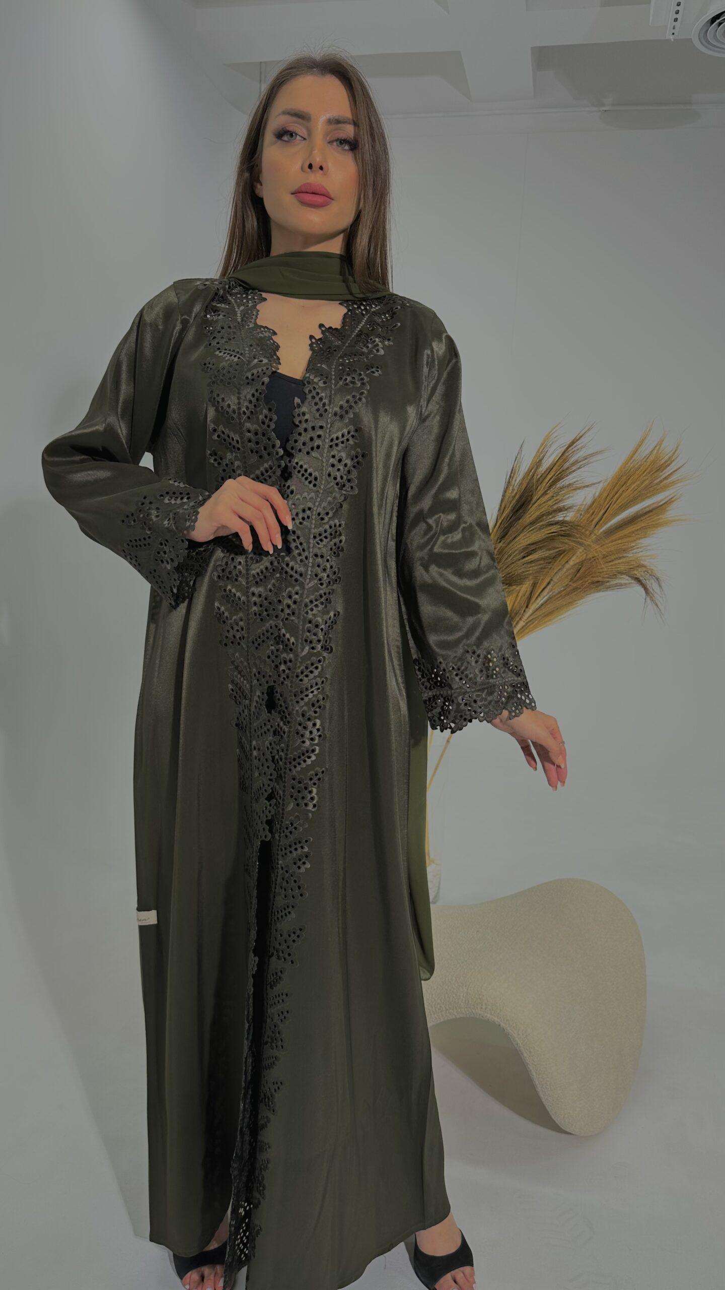 Green Tafta Abaya