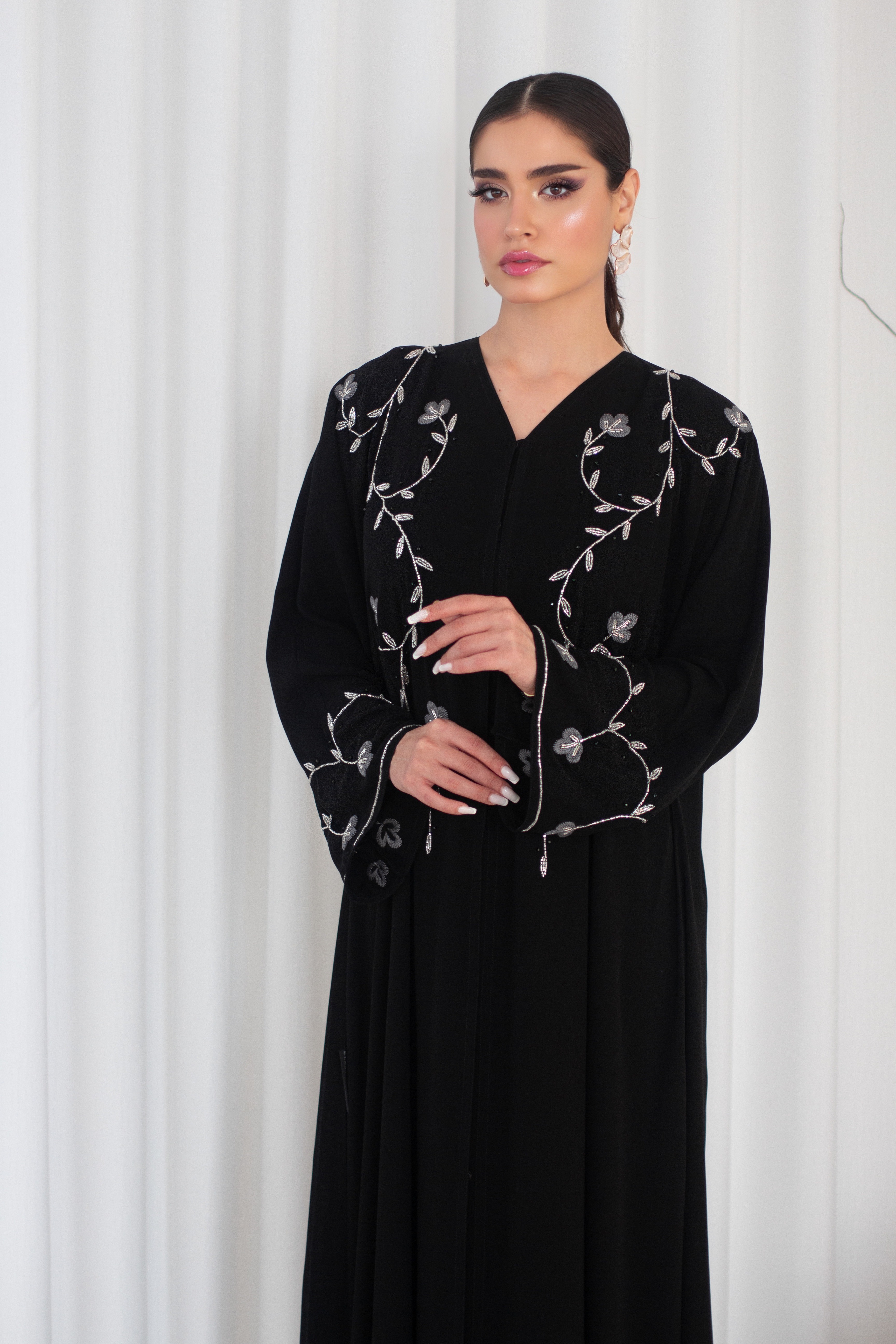 Double Chiffon Embroidered Abaya